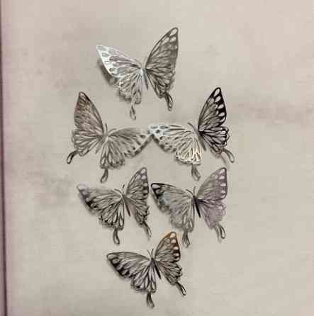 Декор метелики сріблясті - 6шт. в наборі, фольга Київ