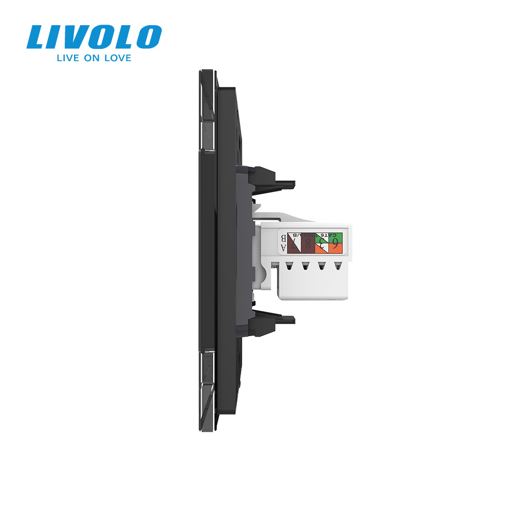 LIVOLO Розетка комп'ютерна RJ-45 і ТБ розетка Livolo чорний скло (VL-C791VC-12) Коломыя - изображение 7