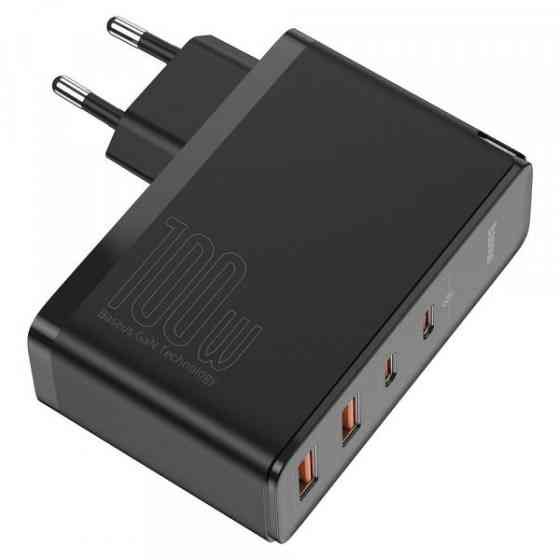 Зарядний пристрій 4xUSB 100W GaN (2xUSB-C+2xUSB-A) Чорний Baseus (CCGAN2P-L01) Київ