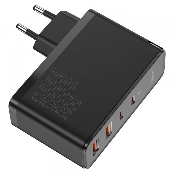 Зарядний пристрій 4xUSB 100W GaN (2xUSB-C+2xUSB-A) Чорний Baseus (CCGAN2P-L01) Київ - фото 5