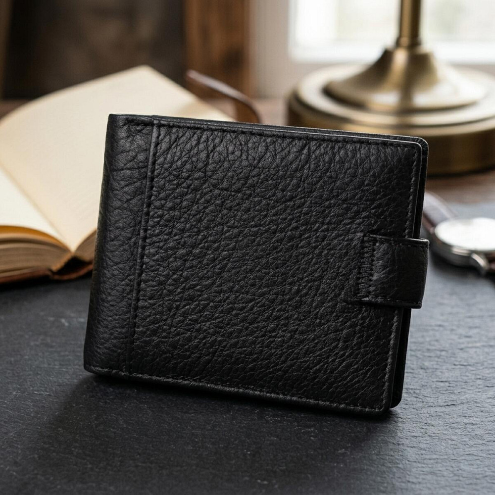 Мужской бумажник удобного размера из натуральной кожи ST Leather 22471 Черный Киев - изображение 14