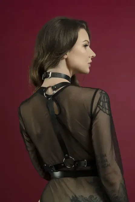 Портупея на тіло Feral Feelings - Harness, натуральна шкіра, колір чорний Львов - изображение 2