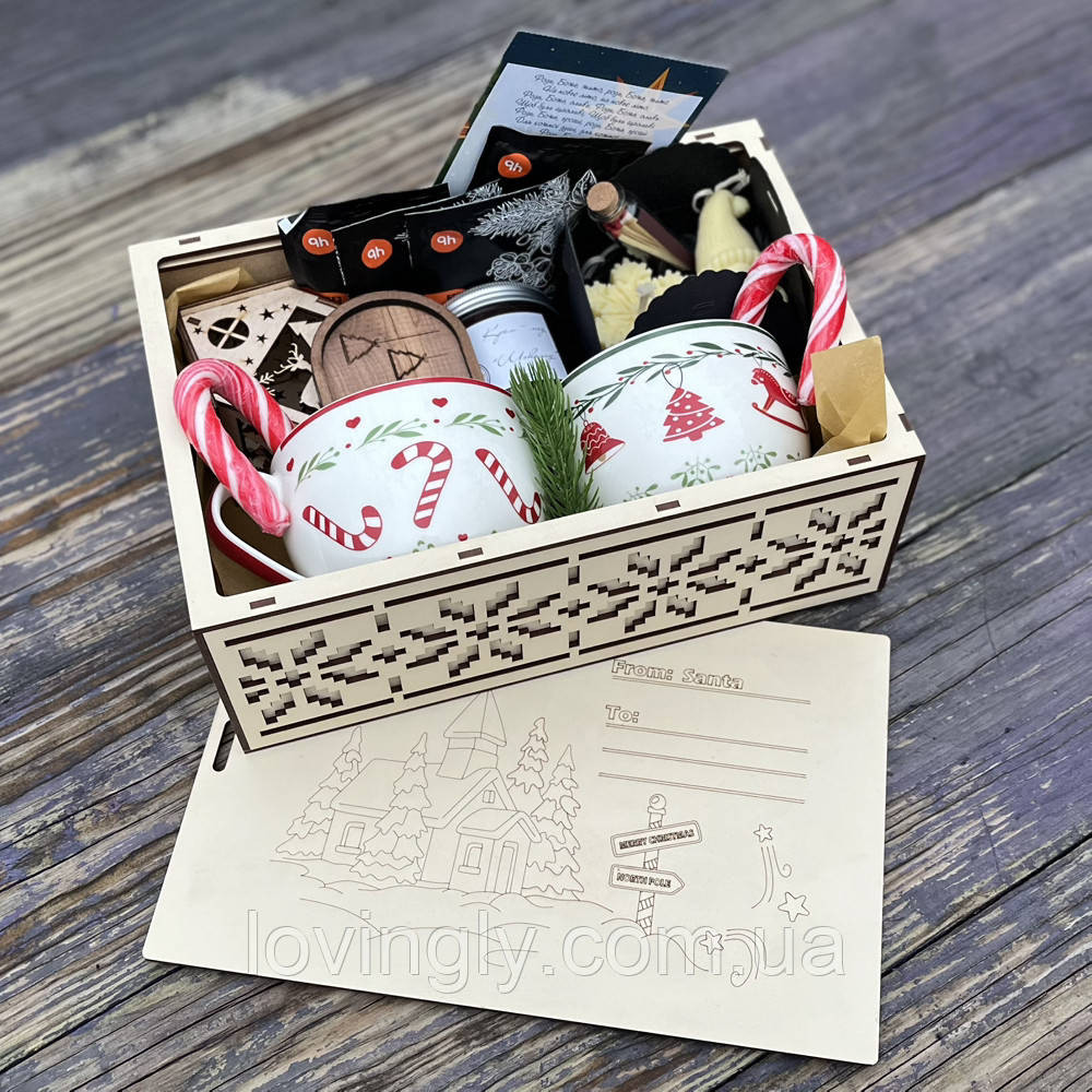 Новорічний подарунок для родини або пари — чашки, свічки, чай, мед, будиночок з підсвіткою Ірпінь - фото 7