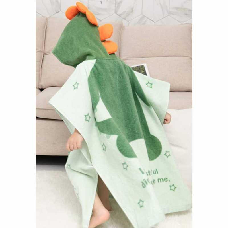 Детское Полотенце Пончо Lovely Svi  – Пляжное Полотенце с Капюшоном Дино М (1-6 лет)  Махра Хлопок Зеленый Киев - изображение 5