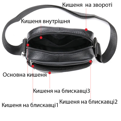 Сумка Vintage Мессенджер Черная (14992) Винница - изображение 10