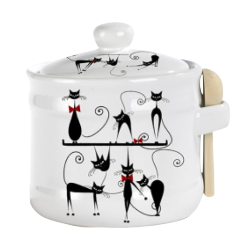 Ємність для меду Чорна кішка 420мл d10см/h8,5см з дерев'яною ложкою S&T 2370-12 Житомир - фото 1