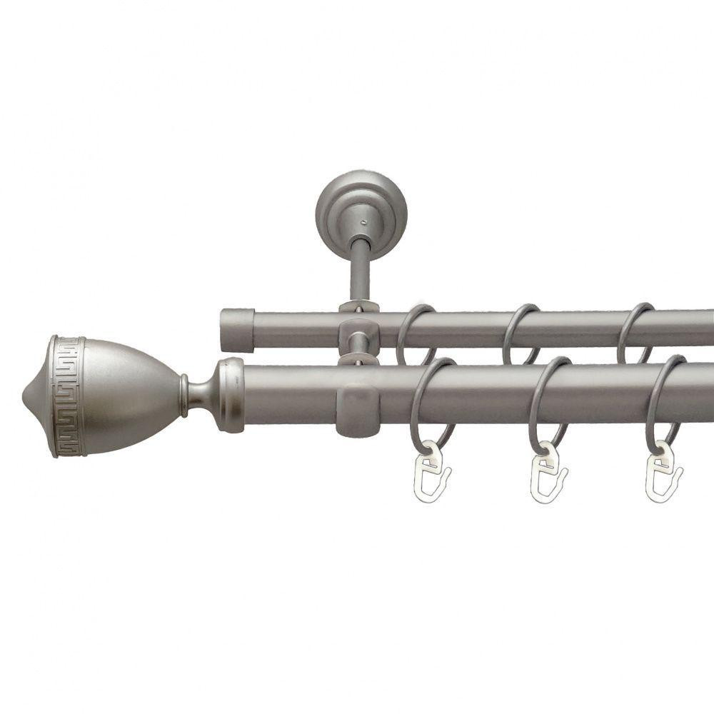 Карниз Orvit Афіна металевий дворядний відкритий гладка труба кільце металеве Сатин 25\16 мм 300 см Львов - изображение 1