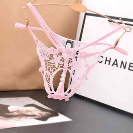 Трусики з бусинками рожеві еротичні, розмір універсальний, резинка до 84см Київ