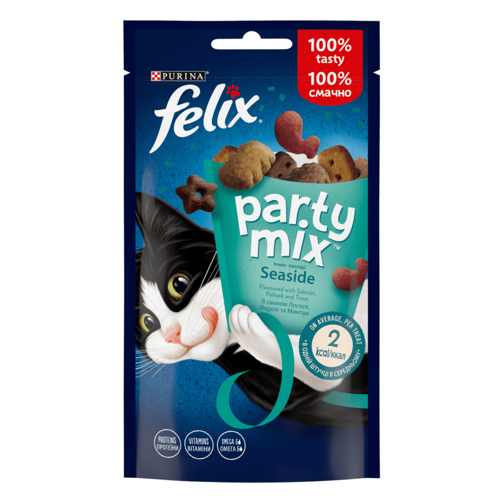 Ласощі для дорослих котів Felix (Фелікс) Party Mix Океанічний Мікс (лосось, форель, минтай), 60 г Вінниця - фото 1