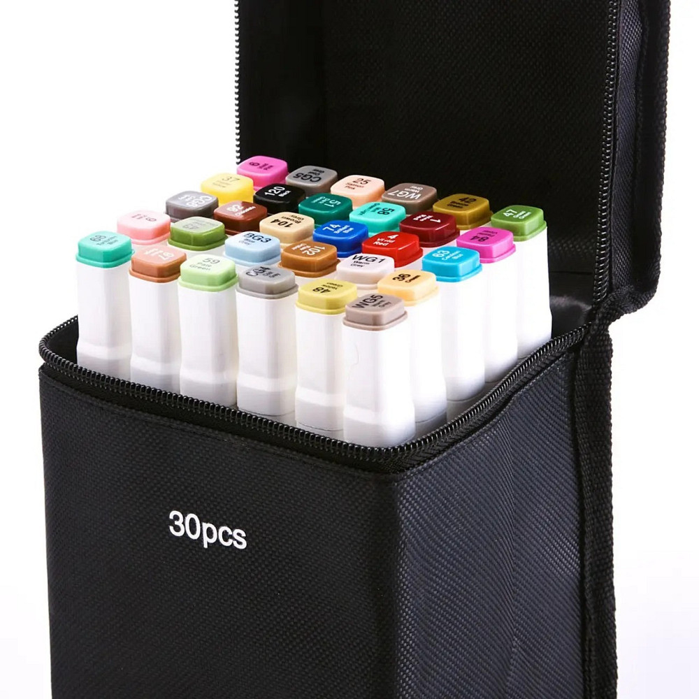 Набор двусторонних спиртовых маркеров для рисования Touch Smooth 30 шт + Подставка для маркеров черный Каменец-Подольский - изображение 6