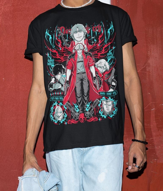 Футболка з аніме принтом Девіл Май Крй Данте оверсайз (S/M/L) Чорний AnimeJ1100 Дніпро - фото 3