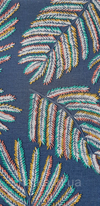 Шпалери вінілові на флізеліні Rasch Clasik 0,53х10 листя гілки яскраві на синьому Київ - фото 2