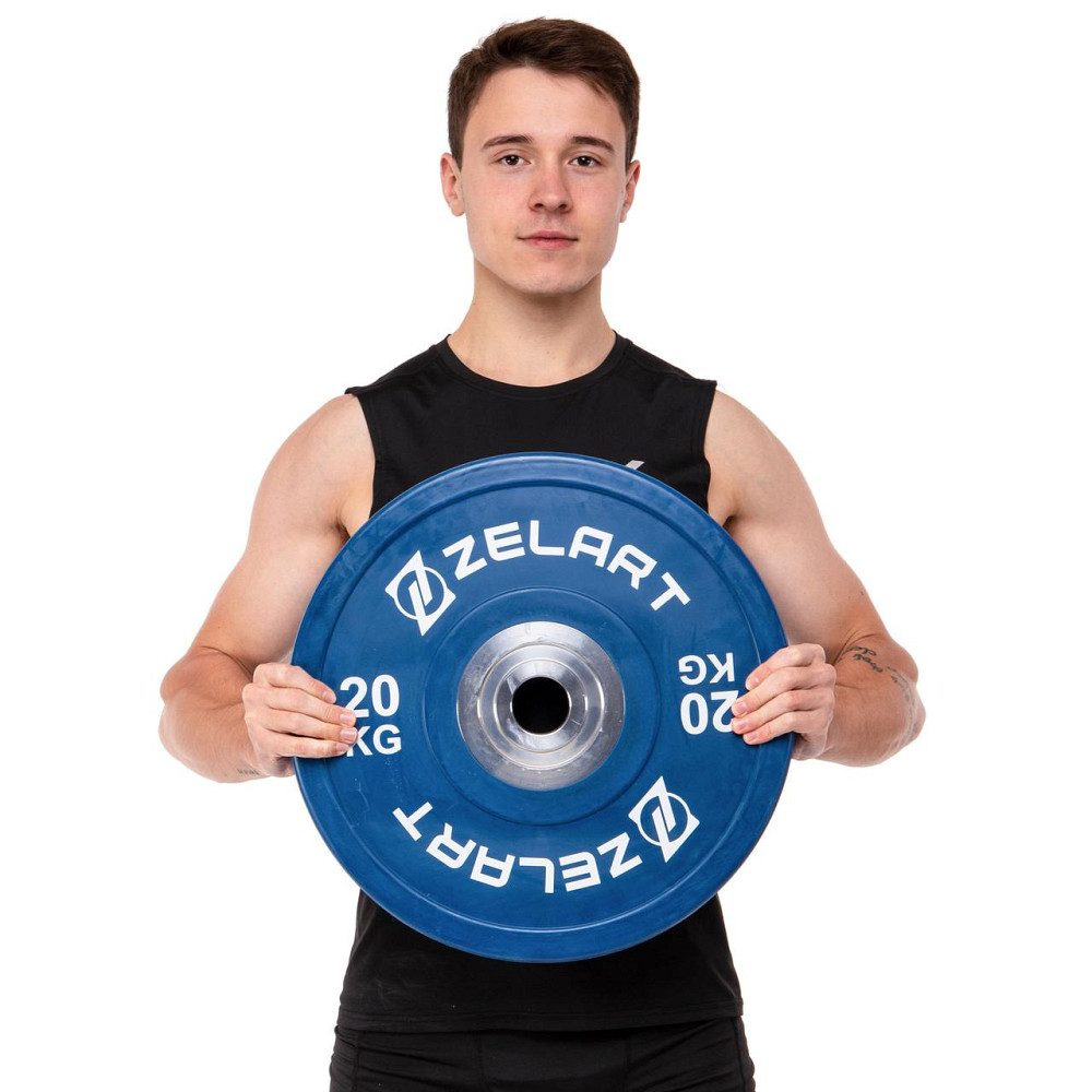 Блин (диск) бамперный для кроссфита резиновый 20 кг d-52мм Zelart-7798-20 Киев - изображение 5