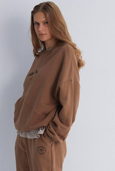 Женский прогулочный костюм двойка: кофта и штаны премиум качества футер диагональный 100% хлопок Мокко, 48 Одесса - изображение 4