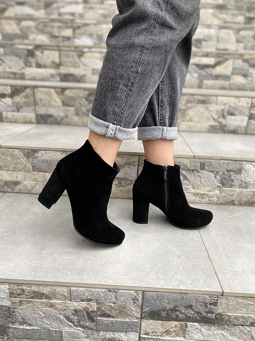 Nivelle Черевики жіночі демісезонні весна-осінь чорні, натуральна замша на підборах р. 39, 40 ( Коломия - фото 5