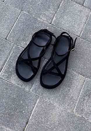 Edan Instruments Босоніжки жіночі чорні EDAN 350 літні, натуральна замша / Зручні босоніжки на Коломыя