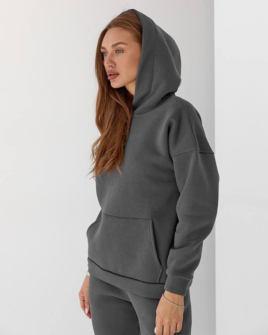 Жіночий спортивний теплий костюм оверсайз Графітовий XL Харків - фото 5