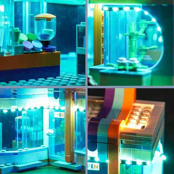 Світлодіодний набір сумісний з Lego 60363 Ice-Cream Shop багатобарвний RGB USB/на батарейках комплект підсвітки з пультом для Lego Київ