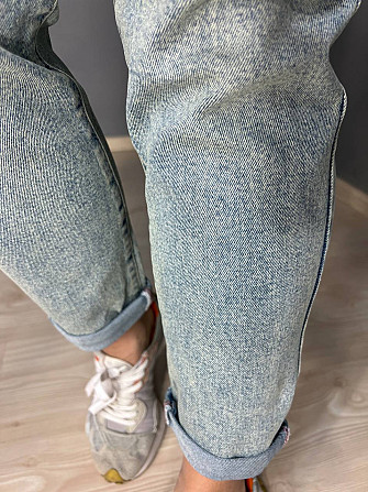 Джинси жіночі Dicesil 9157 Mom jeans comfort висока талія стрейчеві ремінь мотузка світло блакитні , Одеса - фото 5