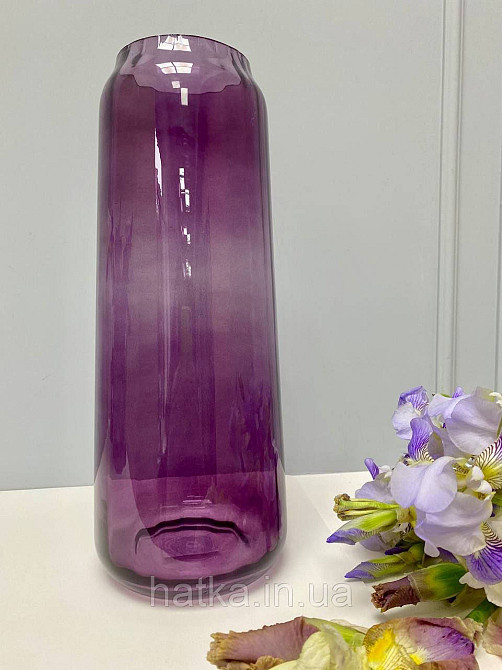 Ваза скляна 14*14*35 см "Марахуш" рожеве товсте скло Київ - фото 1