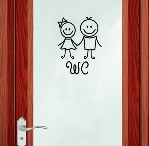 Наклейка на двері туалету 18 на 15 см чорний Київ - фото 1