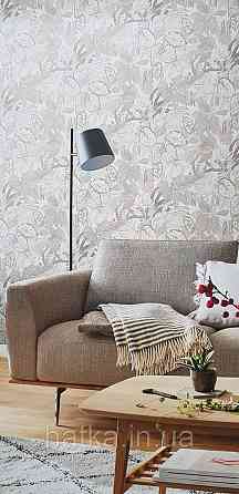 Шпалери вінілові на флізеліні метрові Rasch Novella 1,06х10 квіти листя гілки акварель матові бежеві сірі на білому Київ