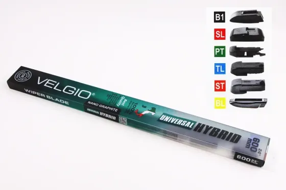 Щетка стеклоочистителя бескаркасная 60 см (24) Velgio Hybrid (6 адаптеров) Винница