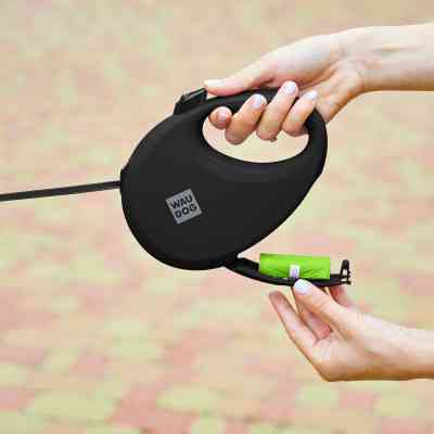 Повідок для собак WAUDOG R-leash з контейнером для пакетів L до 40 кг 5 м чорний (26291) Вінниця