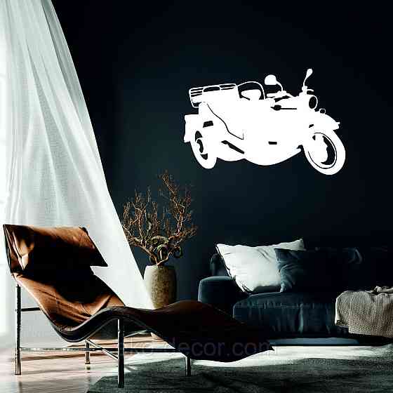 Декоративное настенное Панно «Мотоцыкл с коляской» Декор на стену 50*32 см, Белый Киев