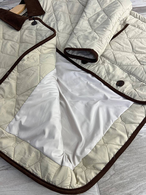 Куртка жіноча Lady Yep 9090 сорочка оверсайз стьобана демісезонна на гудзиках комбінована з вельветом бежева, бежевий, L Київ - фото 4