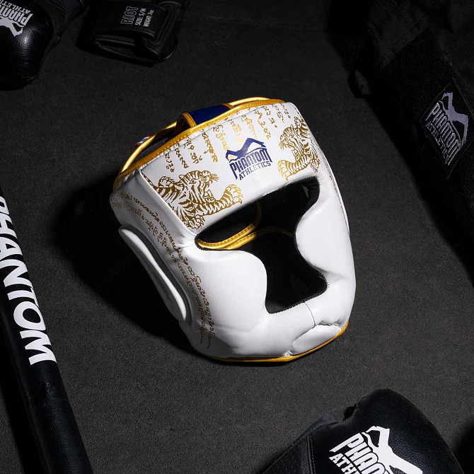 Боксерський шолом Phantom Muay Thai Full Face White Gold (капа в комплекті) Кам'янське - фото 7