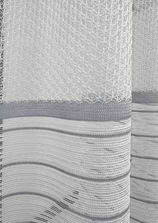 Короткий тюль VR-Textil 1953т Жакард Білий з сірим 190х120 см (49-336) Київ
