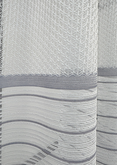 Короткий тюль VR-Textil 1953т Жакард Білий з сірим 190х120 см (49-336) Київ - фото 5