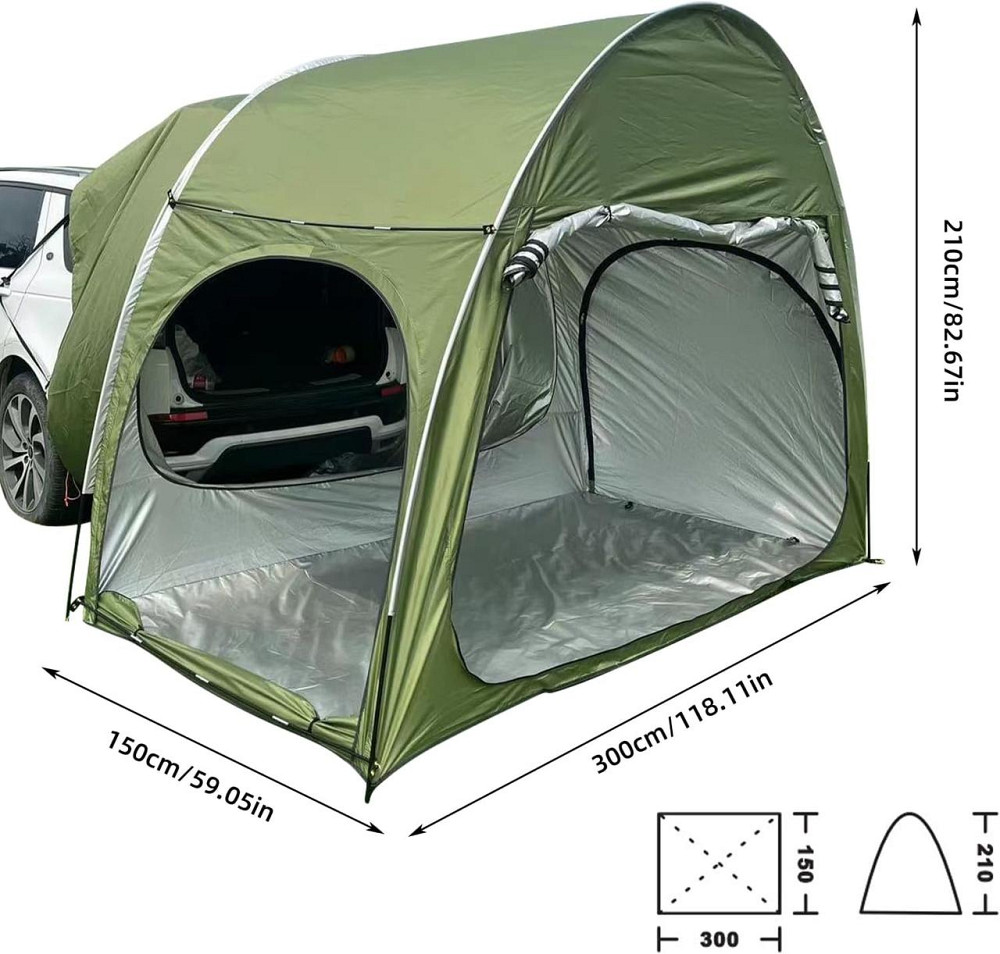 Автомобильная палатка на багажник для кэмпинга, 2-местная, водонепроницаемая, солнцезащитная, для SUV и седанов, 300×150×210 см Киев - изображение 5