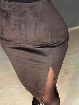 Спідниця жіноча Gritana 125 з розрізом міді пряма під замшу коричнева, коричневий, XL Київ