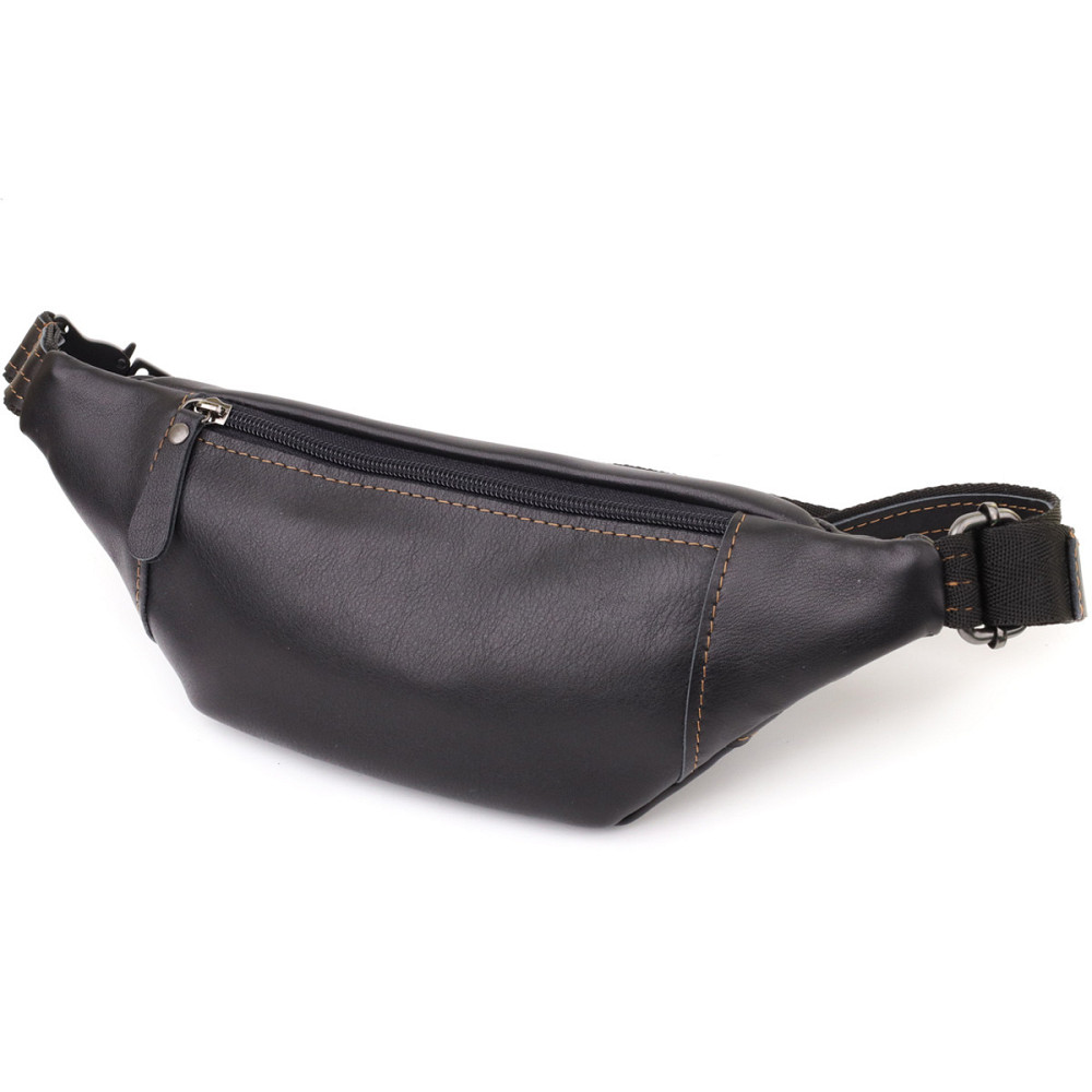 Мужская сумка-бананка из натуральной гладкой кожи Shvigel 23125 Черный Киев - изображение 2