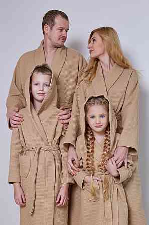 Чоловічий вафельний халат Ideal Textile довгий бежевий (56860609) Чернівці