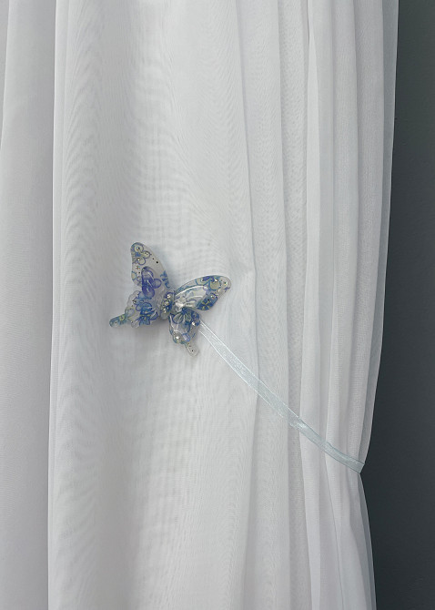 Магниты для штор и гардин Бабочка Люси набор 2 шт Голубой (81-168) Киев - изображение 3