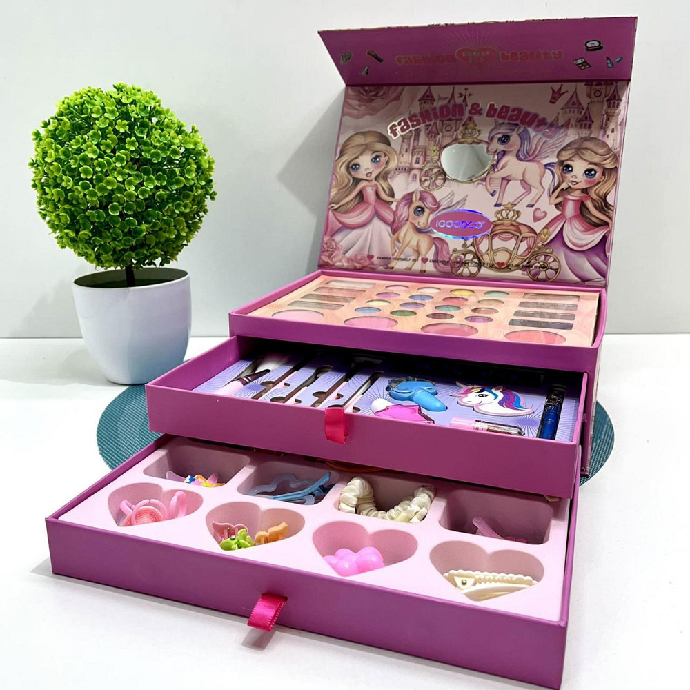 Набір дитячої косметика тіні рум'яна хайлайтер аксесуари лак для нігтів пилочка Рожевий (IG 3146) Чернігів - фото 1