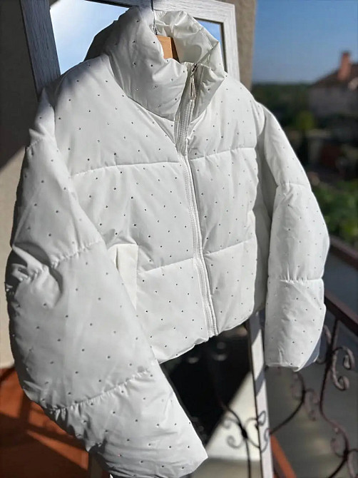 Куртка жіноча Haiziyuan 7165 коротка широка оверсайз розсип камінців без капюшона біла, білий, XL Одеса - фото 7