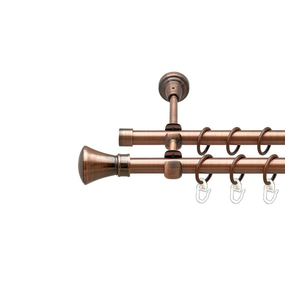 Карниз Orvit Люксор металевий дворядний відкритий гладка труба кільце металеве Мідь 16\16 мм 200 см (00-00020661) Львів - фото 1