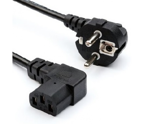 Кабель живлення Schuko кутовий PC-186A CEE7/7-C13, 1.2M, 0.75 mm, євровилка під 90 градусів, OEM Q25 Полтава - фото 1