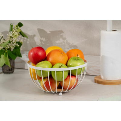 Фруктовница Ardesto Midori 25х25х13см, метал, дерево, білий (AR0904W) Винница - изображение 8