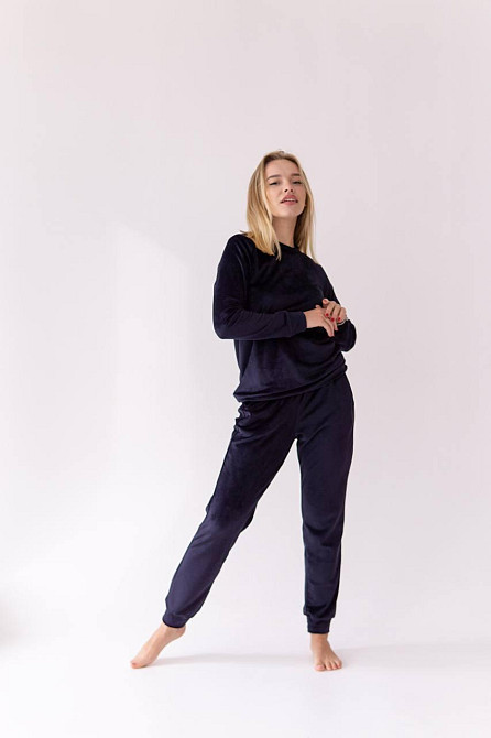 Жіночий спортивний велюровий костюм Синій S Харків - фото 1