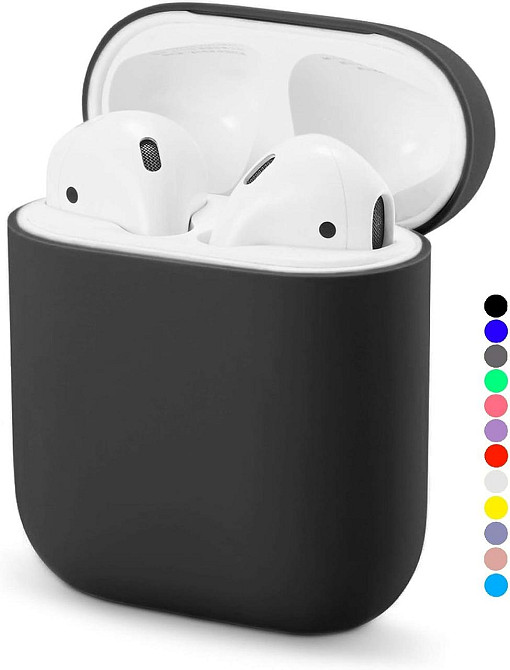 Захисний чохол для Airpods, ультратонкий силіконовий, сумісний з Airpods 1 та AirPods 2 (чорний) Дніпро - фото 1