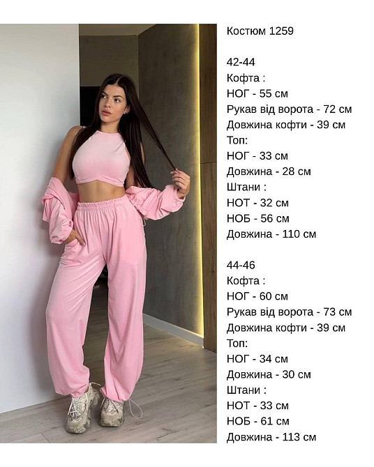 Женский прогулочный костюм тройка: худи топ и штаны велюр плюш Одесса - изображение 2