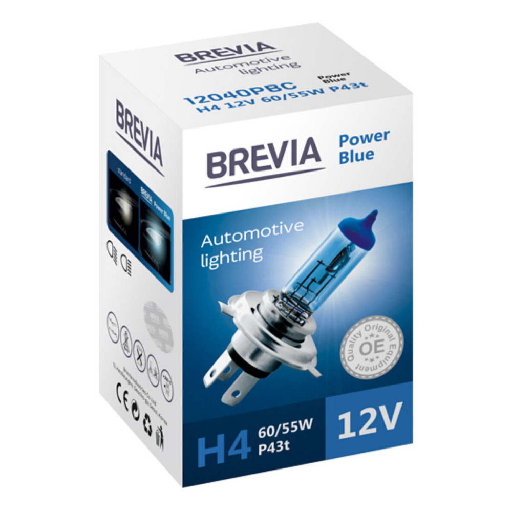 Галогенова лампа Brevia H4 12V 60/55W P43t Power Blue CP Киев - изображение 1