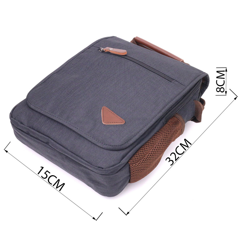 Вертикальна чоловіча сумка через плече текстильна 21261 Vintage Чорна Київ - фото 9