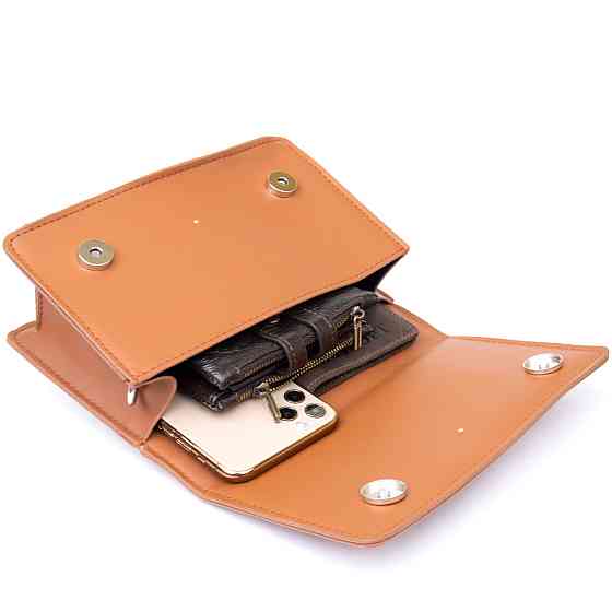 Горизонтальна м'яка сумка зі шкірозамінника Vintage sale_14909 Коричнева Київ