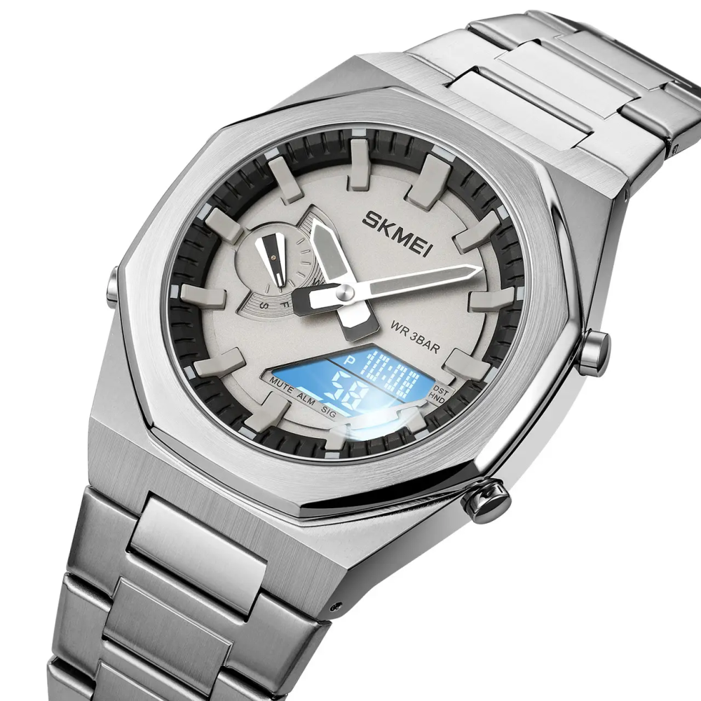 Чоловічий наручний годинник на сталевому браслеті Skmei 1816 (Сріблястий) Вінниця - фото 4